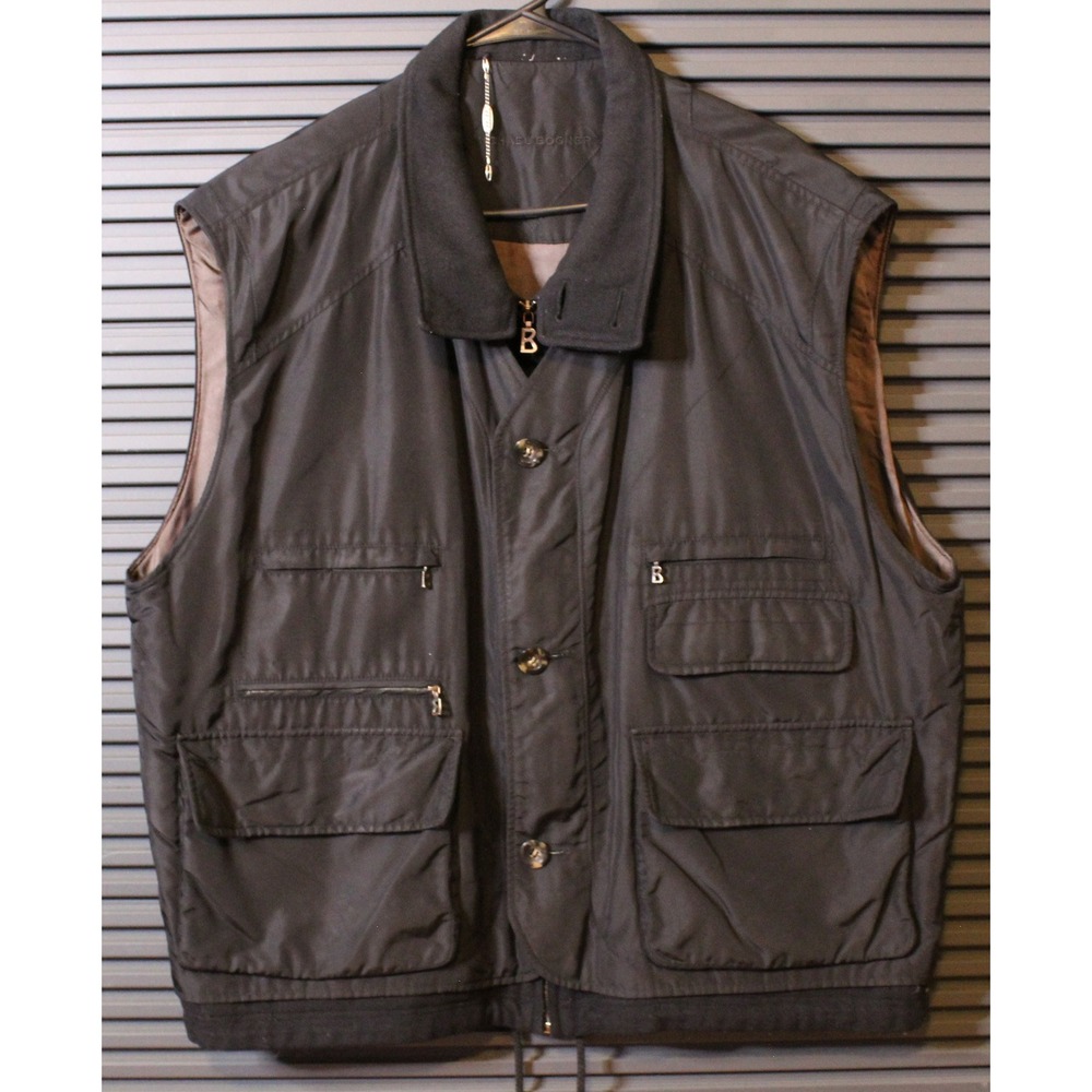 Michael Bogner Vest Mens XL Black Utility Multi-Pocket Full Zip Button Gorpcore